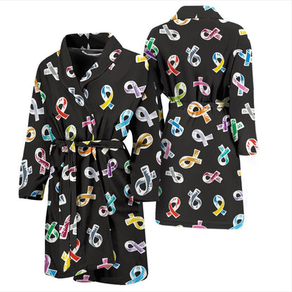 Cancer Awareness Pattern Print Design 02 Men Bathrobe-JORJUNE.COM