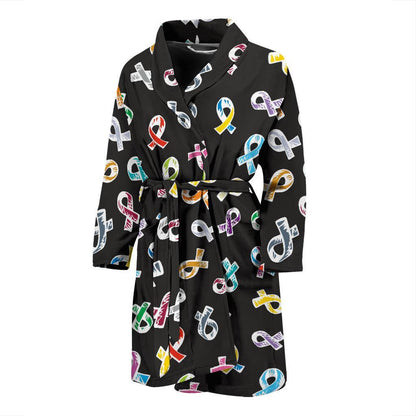 Cancer Awareness Pattern Print Design 02 Men Bathrobe-JORJUNE.COM
