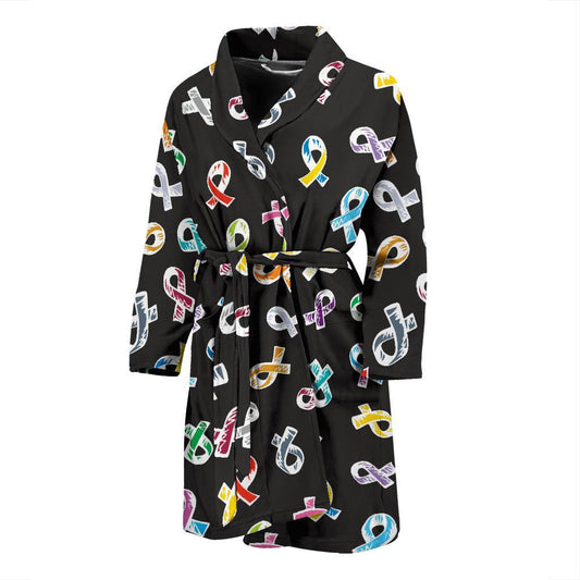 Cancer Awareness Pattern Print Design 02 Men Bathrobe-JORJUNE.COM