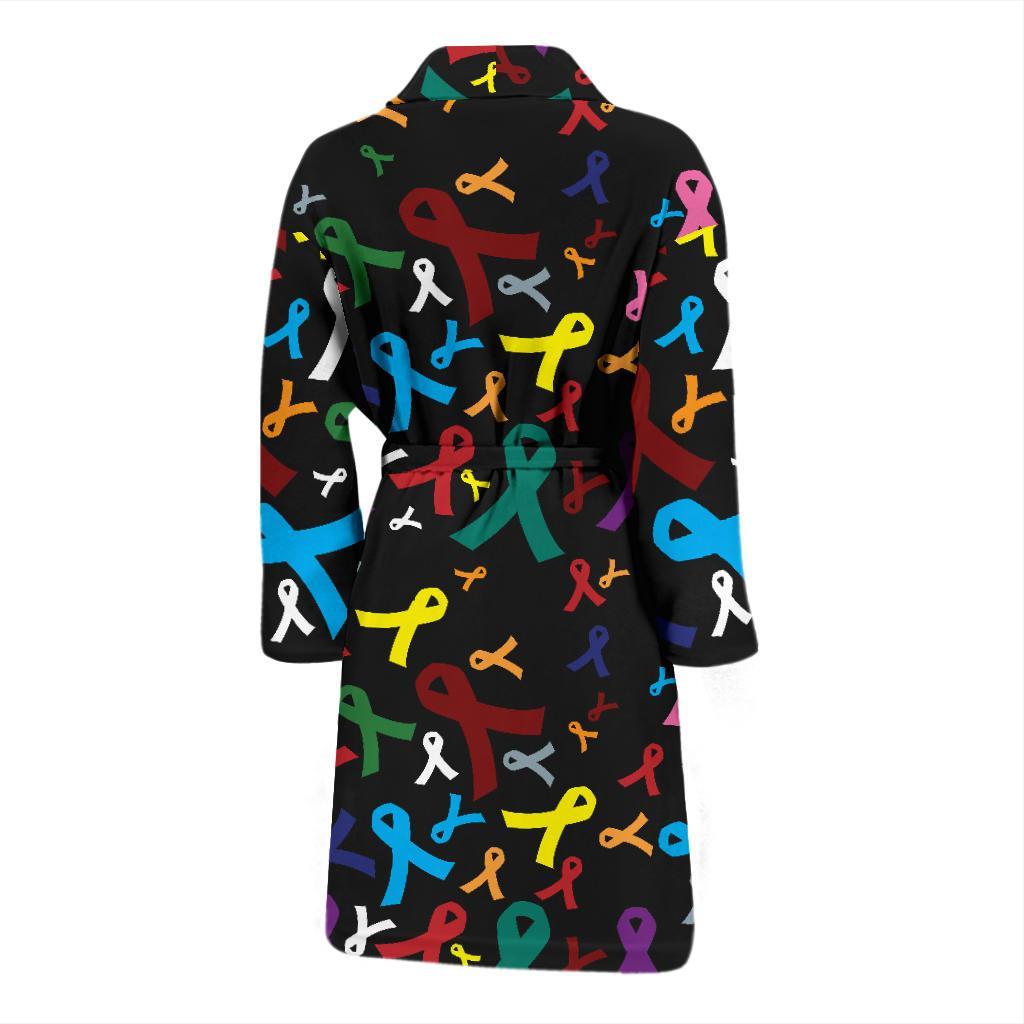 Cancer Awareness Pattern Print Design 03 Men Bathrobe-JORJUNE.COM