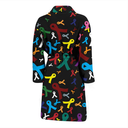 Cancer Awareness Pattern Print Design 03 Men Bathrobe-JORJUNE.COM