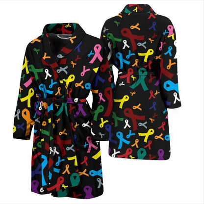 Cancer Awareness Pattern Print Design 03 Men Bathrobe-JORJUNE.COM