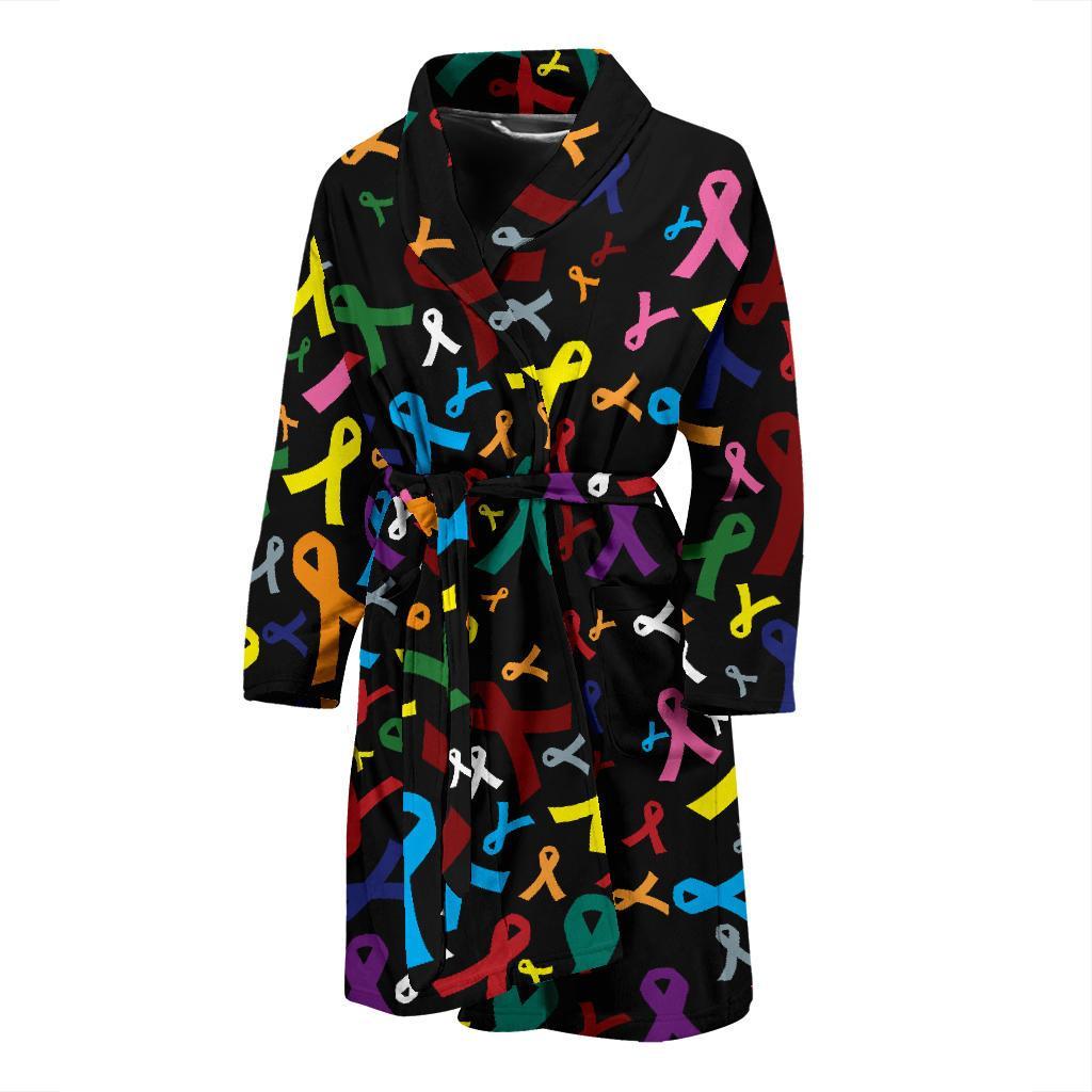 Cancer Awareness Pattern Print Design 03 Men Bathrobe-JORJUNE.COM