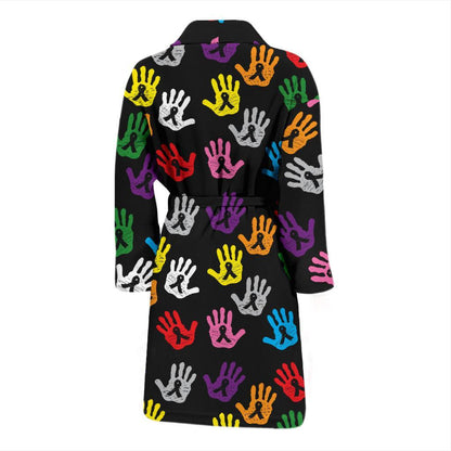 Cancer Awareness Pattern Print Design 04 Men Bathrobe-JORJUNE.COM