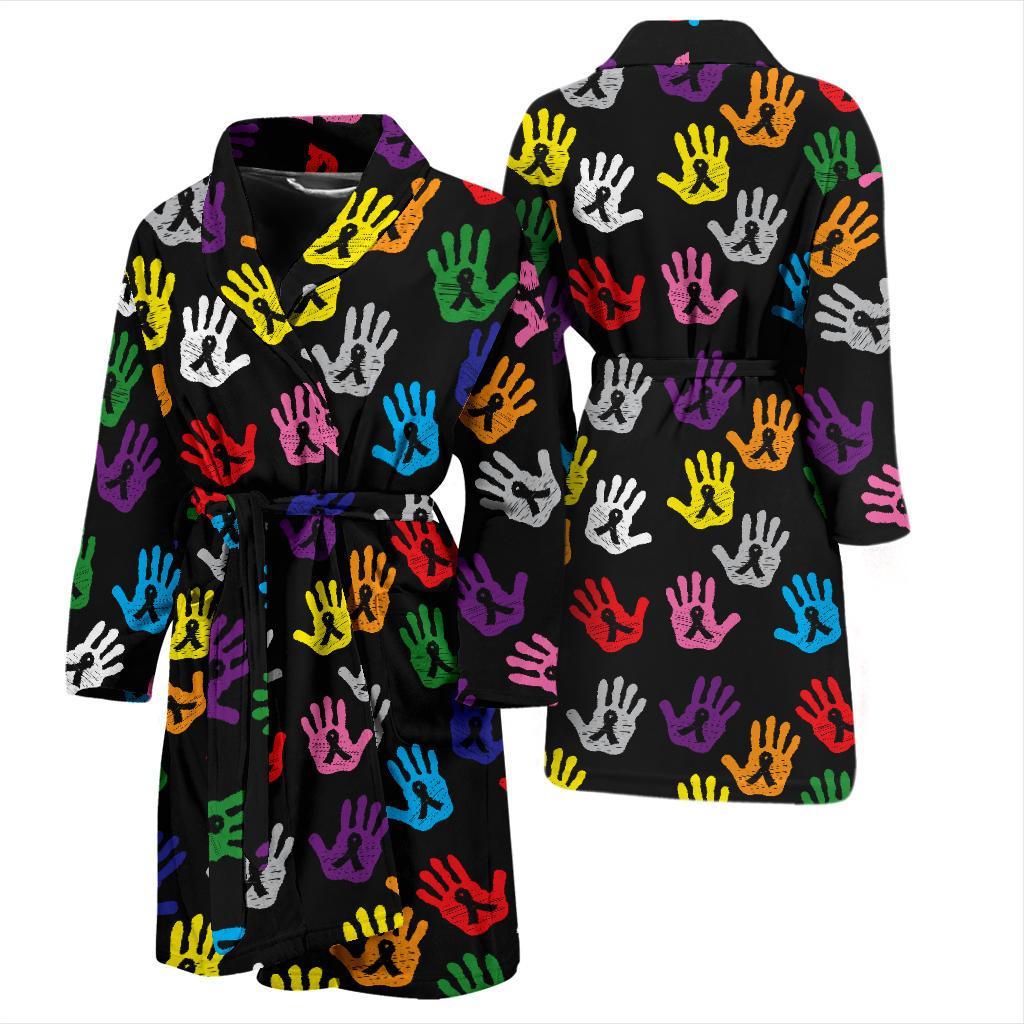 Cancer Awareness Pattern Print Design 04 Men Bathrobe-JORJUNE.COM