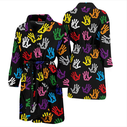 Cancer Awareness Pattern Print Design 04 Men Bathrobe-JORJUNE.COM