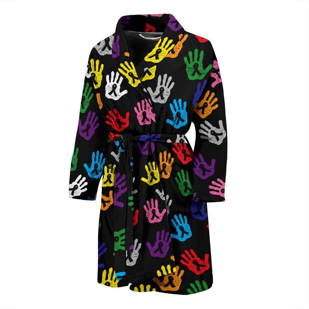 Cancer Awareness Pattern Print Design 04 Men Bathrobe-JORJUNE.COM