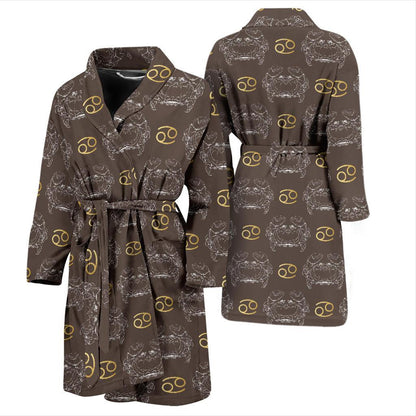Cancer Zodiac Pattern Print Design 01 Men Bathrobe-JORJUNE.COM