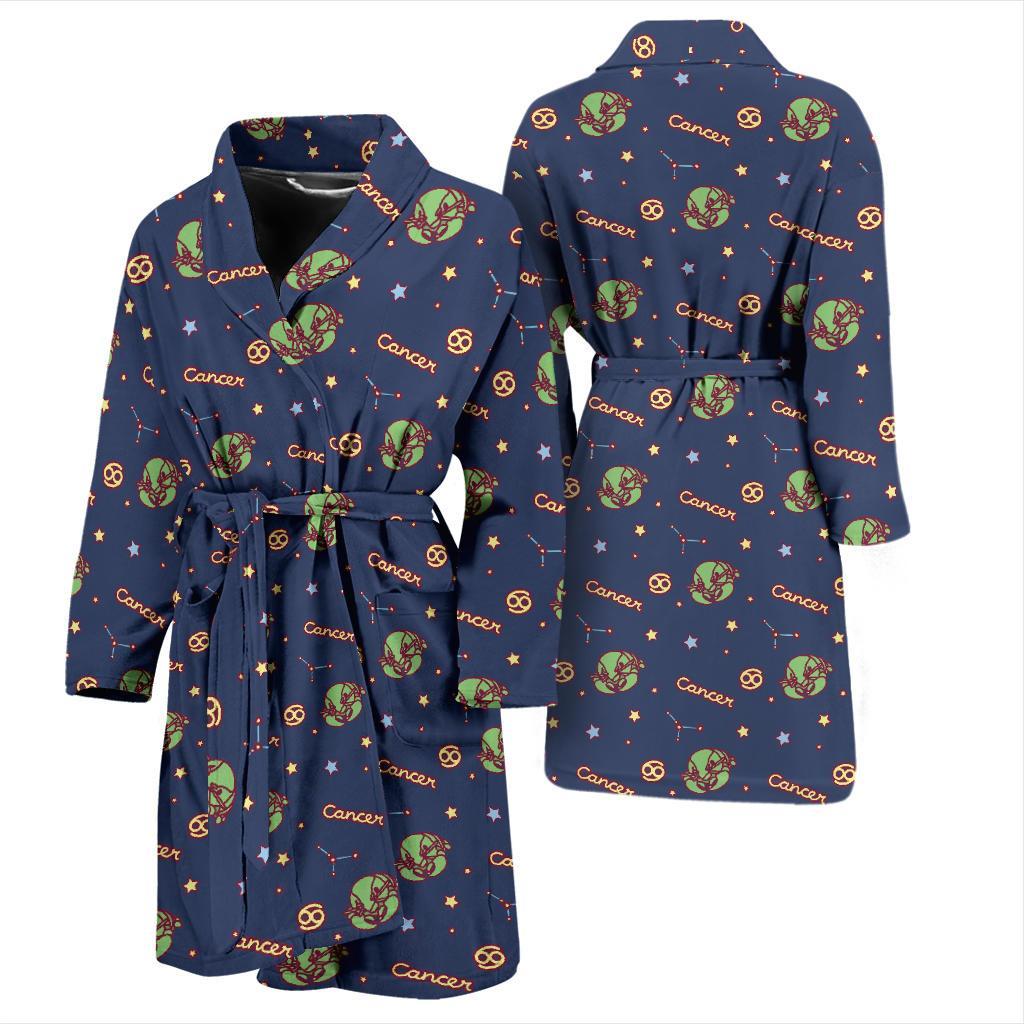 Cancer Zodiac Pattern Print Design 03 Men Bathrobe-JORJUNE.COM