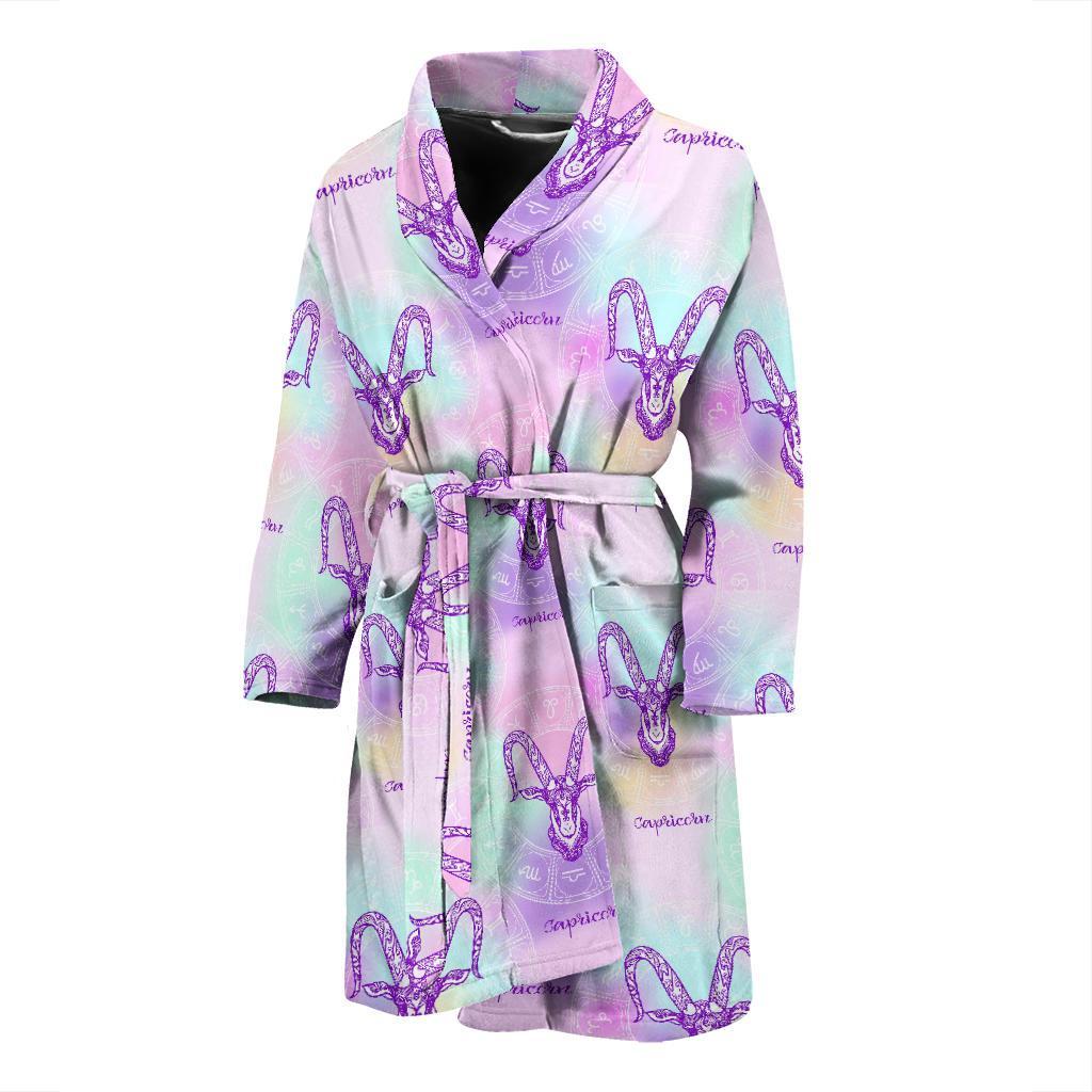 Capricorn Zodiac Pattern Print Design 02 Men Bathrobe-JORJUNE.COM