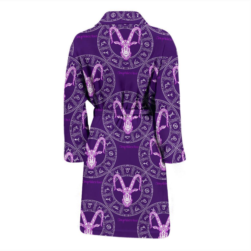 Capricorn Zodiac Pattern Print Design 04 Men Bathrobe-JORJUNE.COM