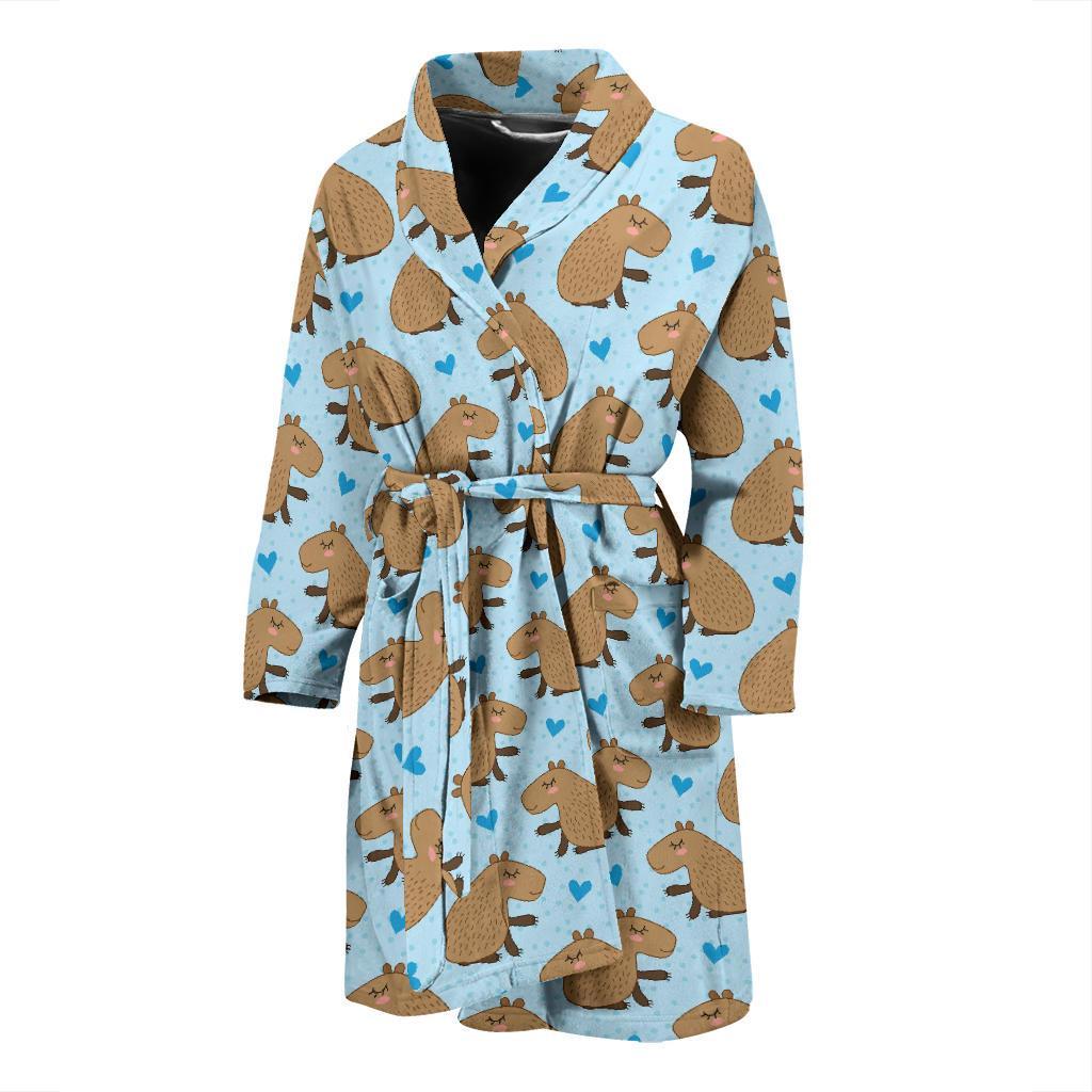 Capybara Pattern Print Design 01 Men Bathrobe-JORJUNE.COM