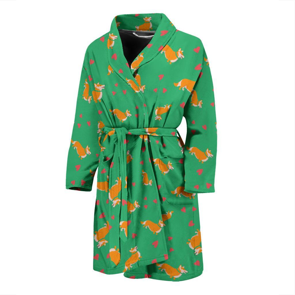 Cardigan Welsh Corgis Pattern Print Design 03 Men Bathrobe-JORJUNE.COM