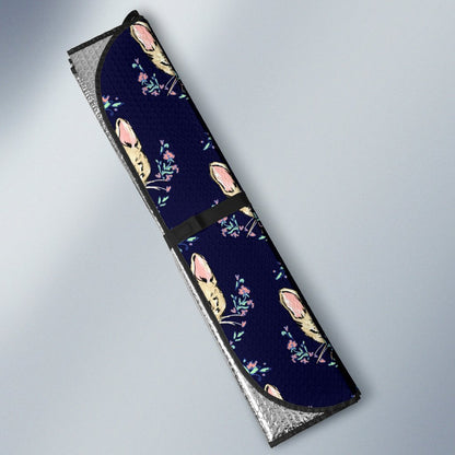 Cat Head with Flower Print Pattern Car Sun Shade For Windshield