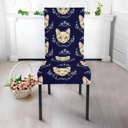 Cat Head with flower Print Pattern Dinning Chair Slipper-JTAMIGO.COM