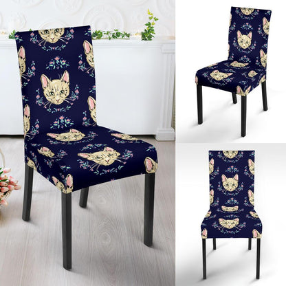 Cat Head with flower Print Pattern Dinning Chair Slipper-JTAMIGO.COM