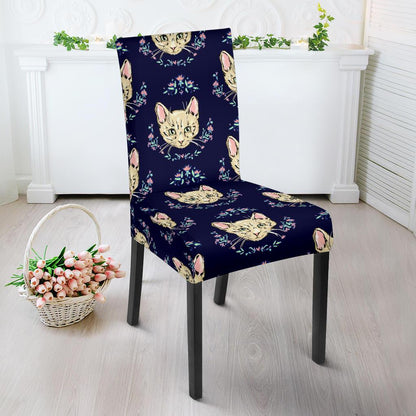 Cat Head with flower Print Pattern Dinning Chair Slipper-JTAMIGO.COM
