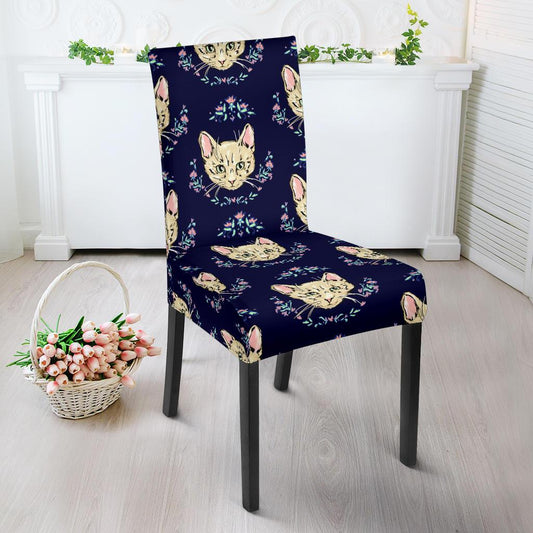 Cat Head with flower Print Pattern Dinning Chair Slipper-JTAMIGO.COM