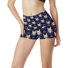 Cat Head with flower Print Pattern High Waisted Spandex Shorts-JTAMIGO.COM