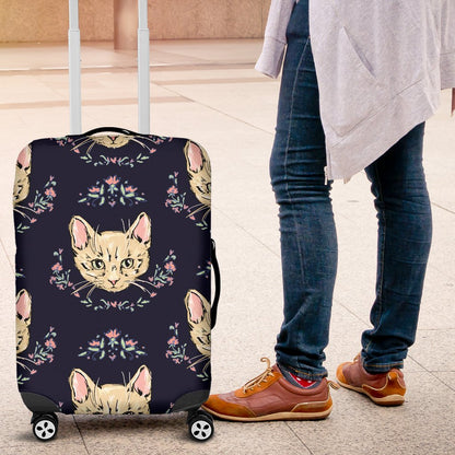 Cat Head With Flower Print Pattern Luggage Cover Protector