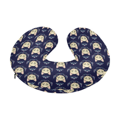 Cat Head with flower Print Pattern U-Shaped Travel Neck Pillow-JTAMIGO.COM