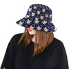 Cat Head with flower Print Pattern Unisex Bucket Hat