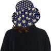 Cat Head with flower Print Pattern Unisex Bucket Hat