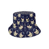 Cat Head with flower Print Pattern Unisex Bucket Hat