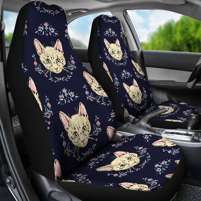 Cat Head with flower Print Pattern Universal Fit Car Seat Covers