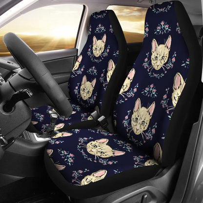 Cat Head with flower Print Pattern Universal Fit Car Seat Covers