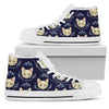 Cat Head with Flower Print Pattern Women High Top Shoes