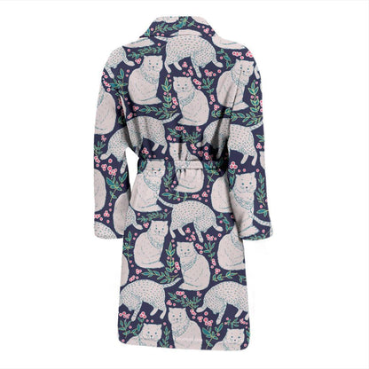 Cat Pattern Print Design 06 Men Bathrobe-JORJUNE.COM
