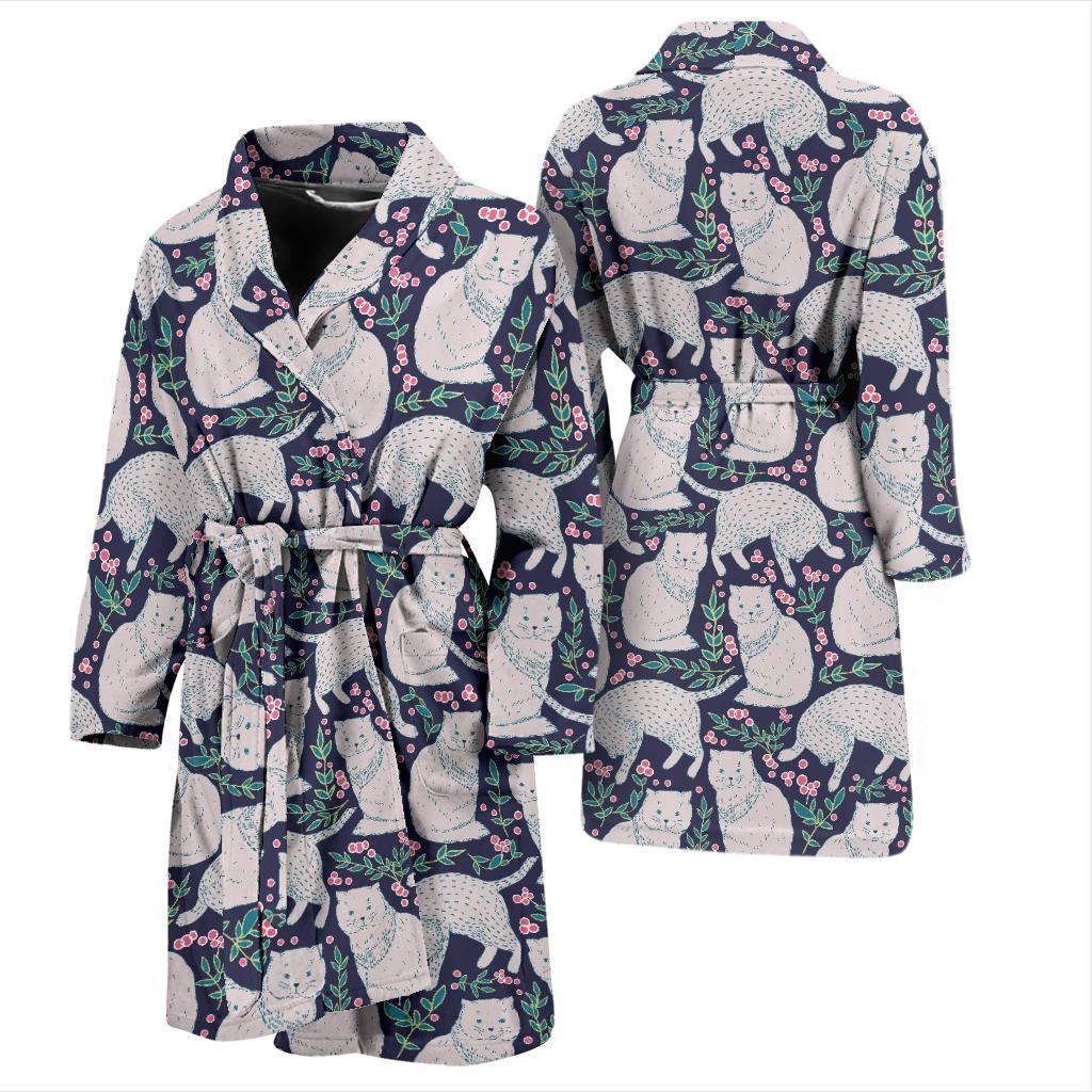 Cat Pattern Print Design 06 Men Bathrobe-JORJUNE.COM