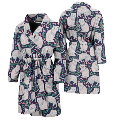 Cat Pattern Print Design 06 Men Bathrobe-JORJUNE.COM