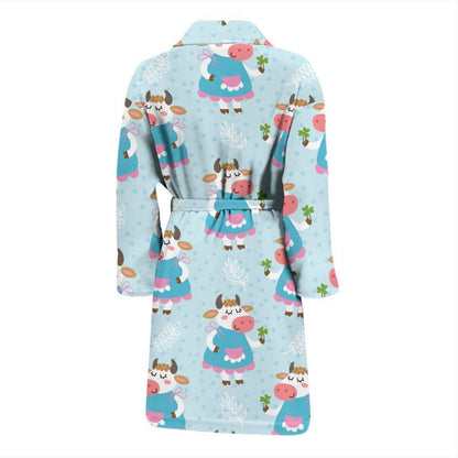Cattle Happy Pattern Print Design 03 Men Bathrobe-JORJUNE.COM