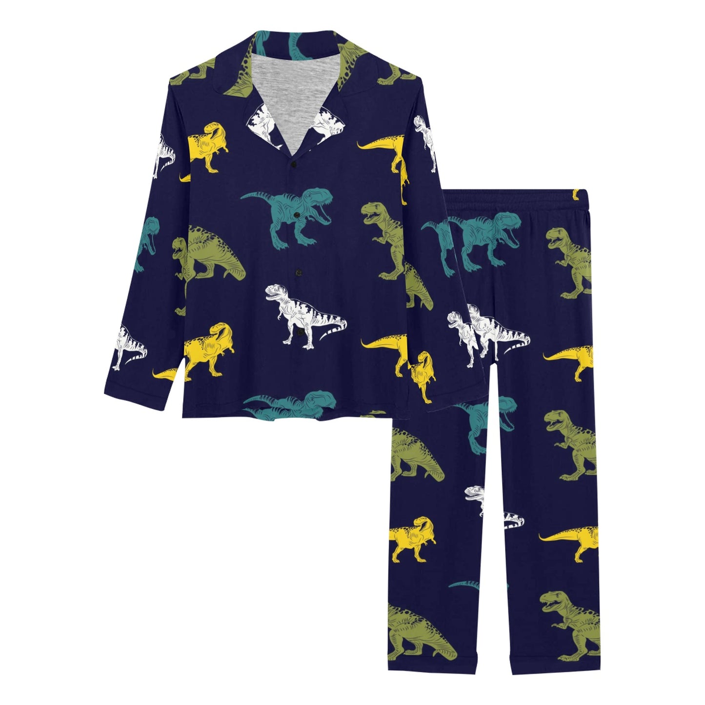 T Rex Pattern Print Design A07 Women's Long Pajama Set