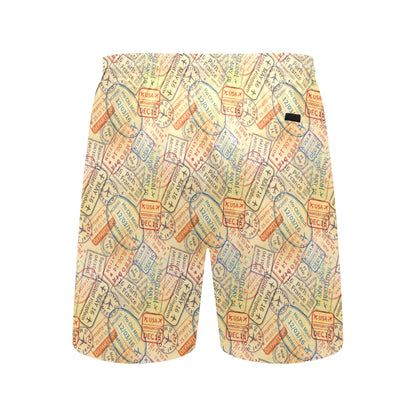 Travel Stamp Print Design LKS302 Men's Swim Trunks Beach Shorts