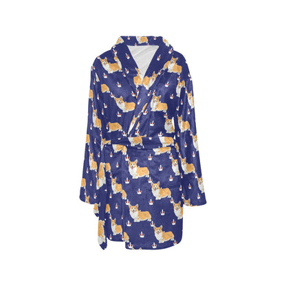 Pembroke Welsh Corgis Pattern Print Design A07 Women's Fleece Robe