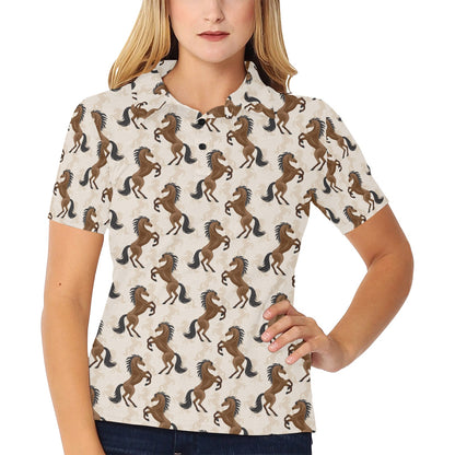 Horse Print Design LKS308 Women's Polo Shirt