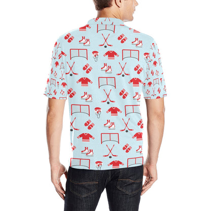 Hockey Red Equipment Print Design LKS305 Men Polo Shirt