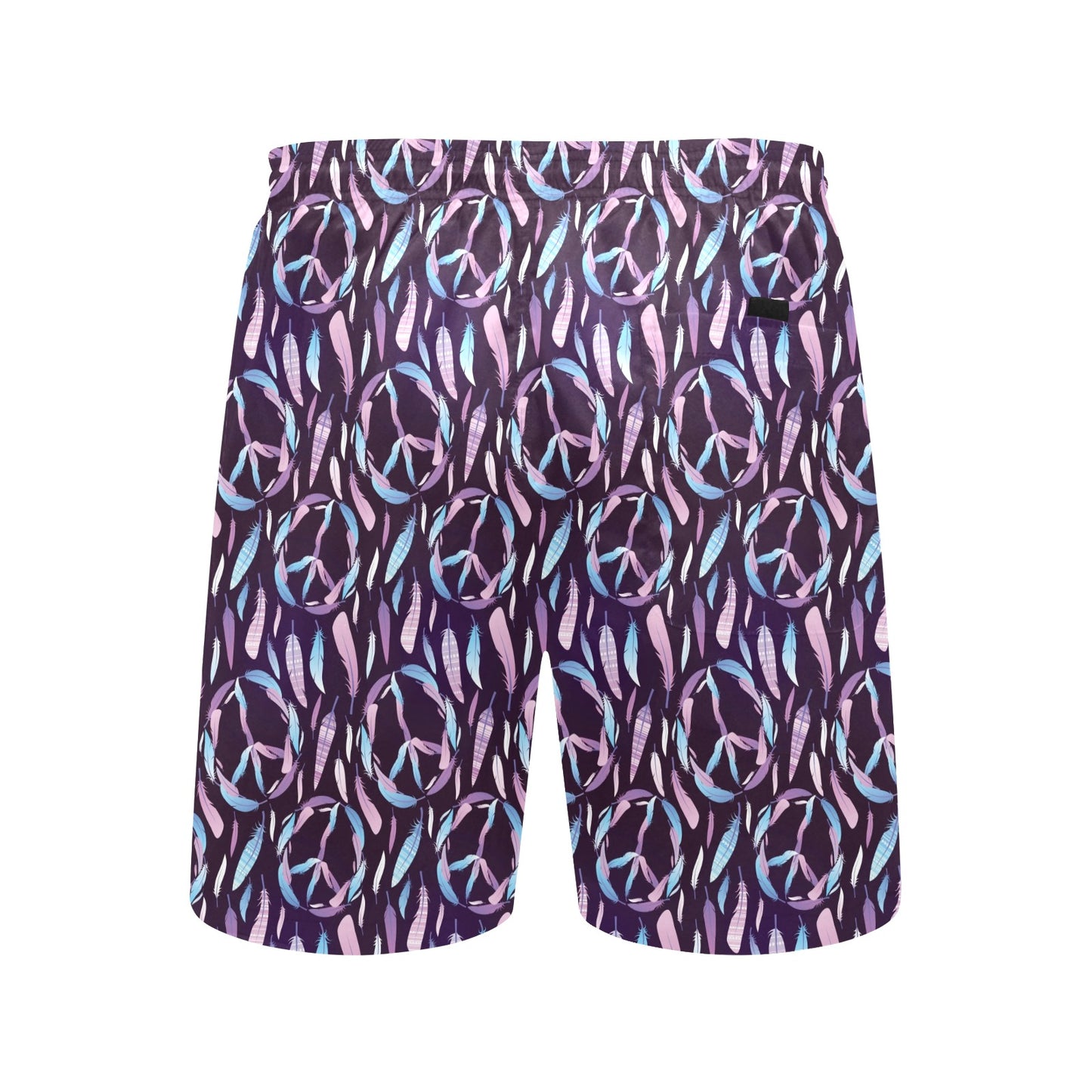 Peace Sign Feather Design Print Men's Swim Trunks Beach Shorts