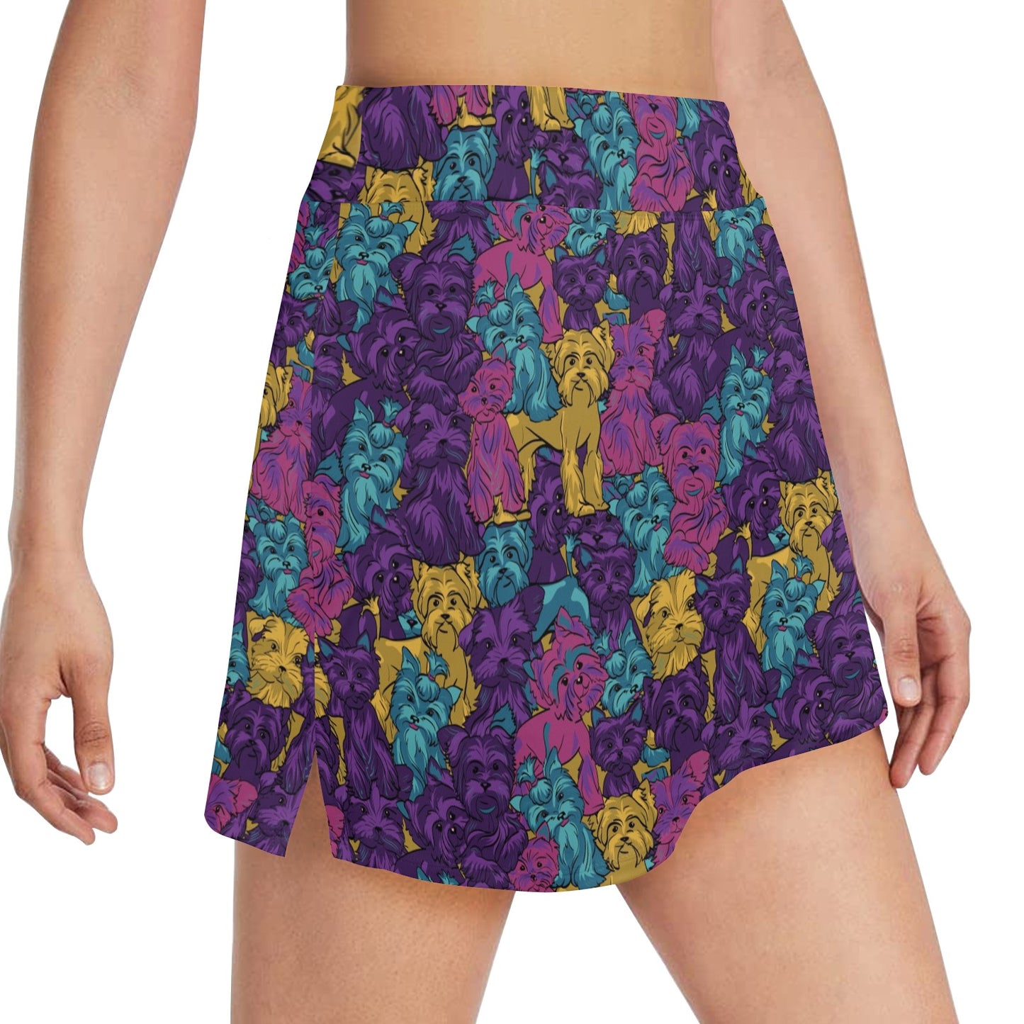 Yorkshire Terriers Print Design LKS3010 17" Golf & Pickleball Skort with Pockets