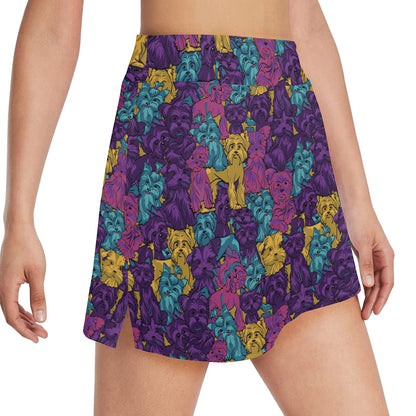 Yorkshire Terriers Print Design LKS3010 17" Golf & Pickleball Skort with Pockets