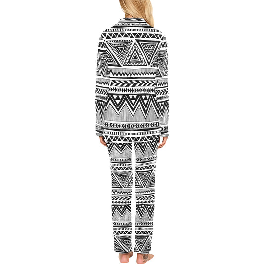 Draw Tribal Aztec Women's Long Pajama Set