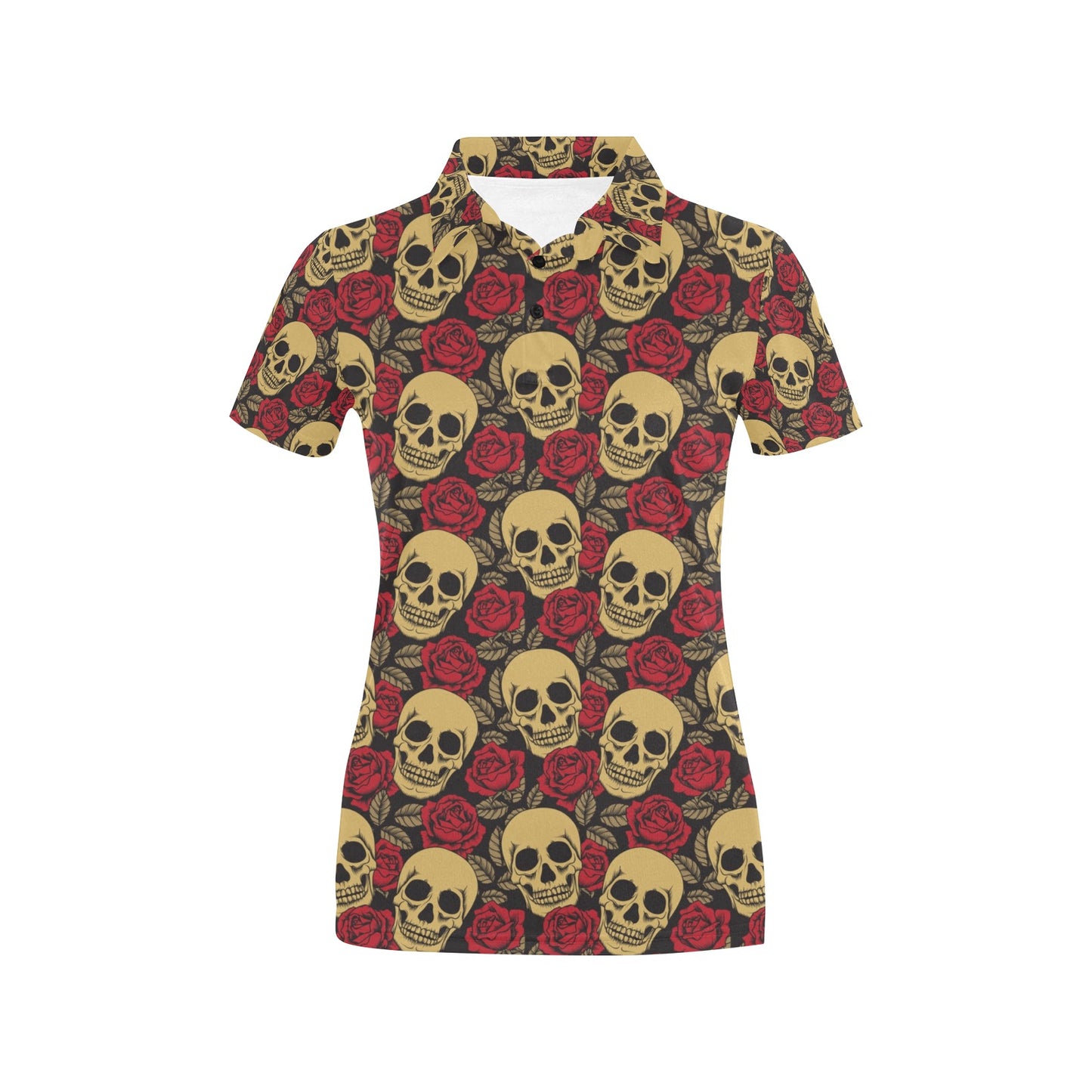 Skull And Roses Print Design LKS302 Women's Polo Shirt