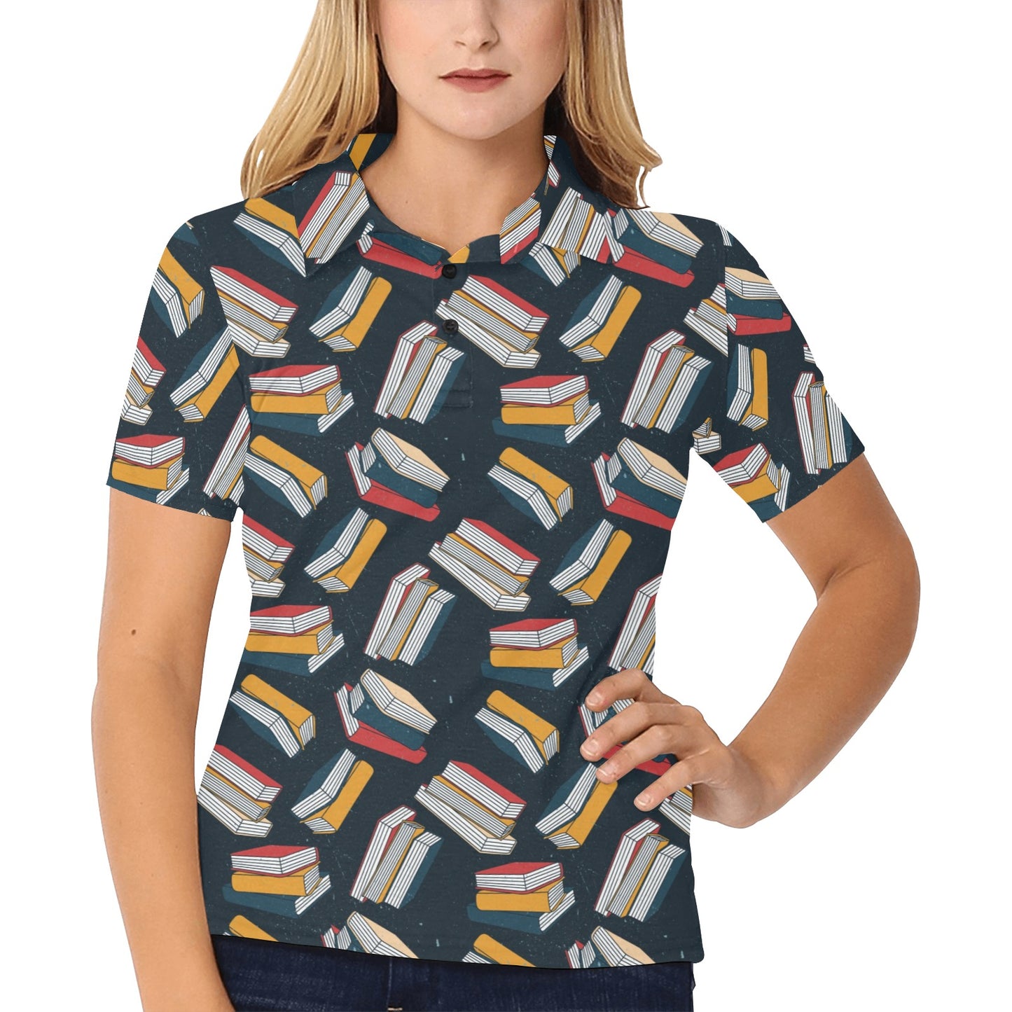 Book Pattern Print Design 07 Women's Polo Shirt