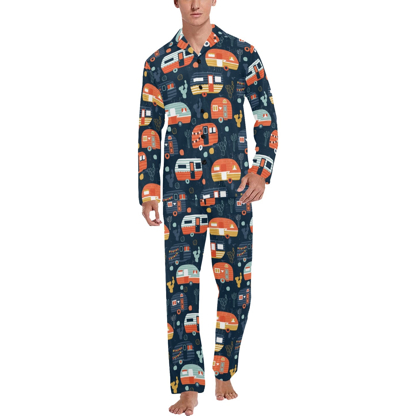 Camper Caravan Print Pattern Men's Long Pajama Set