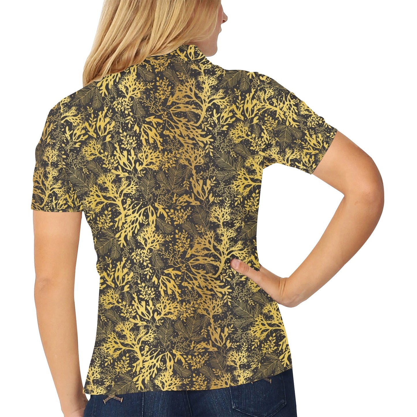 Seaweed Print Design LKS303 Women's Polo Shirt