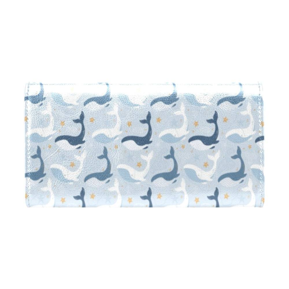 Whale Print Design LKS305 Women's Trifold Wallet