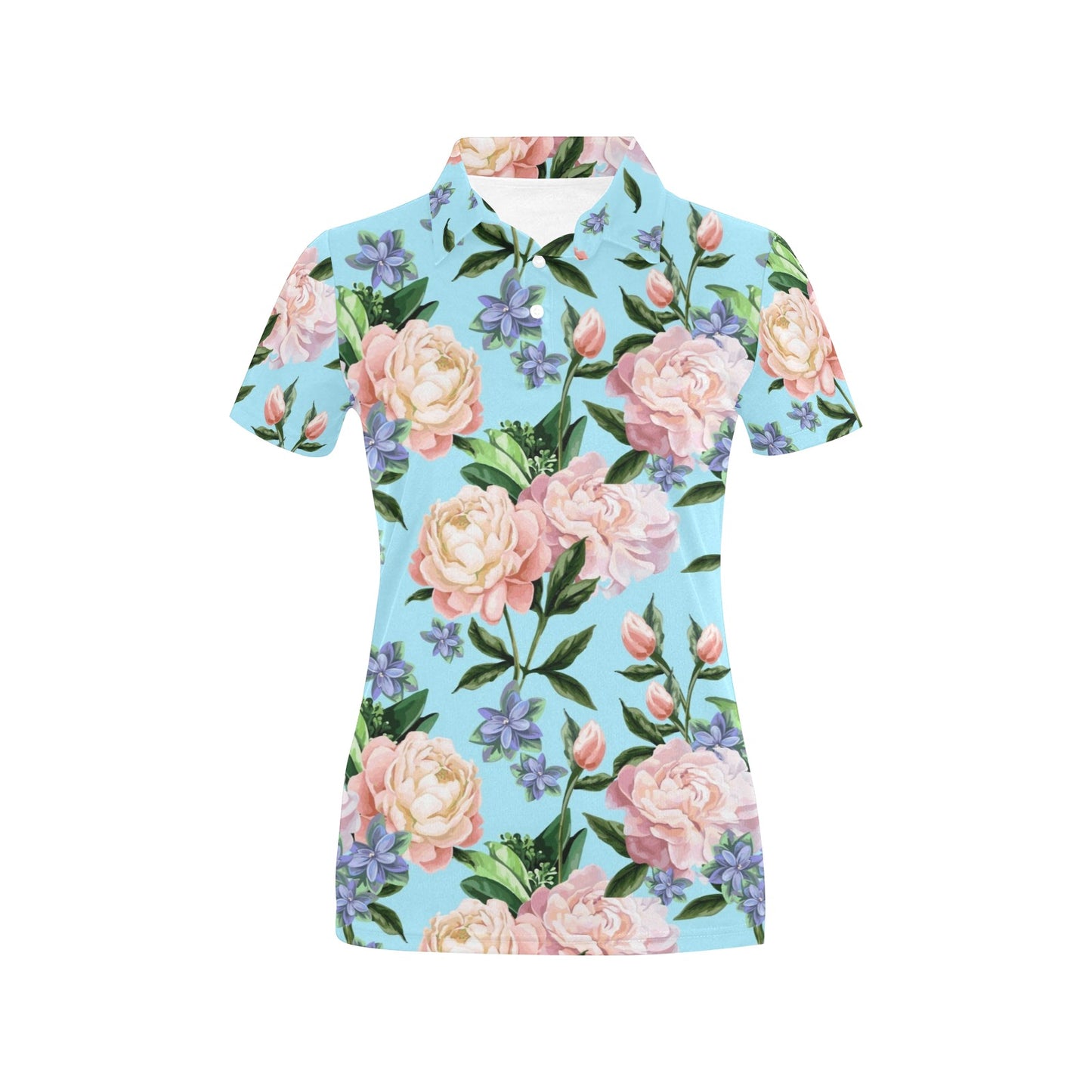 Peony Pattern Print Design PE02 Women's Polo Shirt